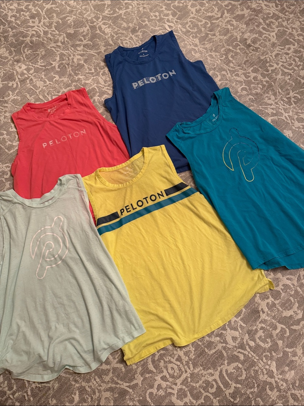 5 Sleeveless Peloton Tank Tops - Yellow, Blue, Teal, Coral, Mint 🚴‍♂️🚲🚴🚲